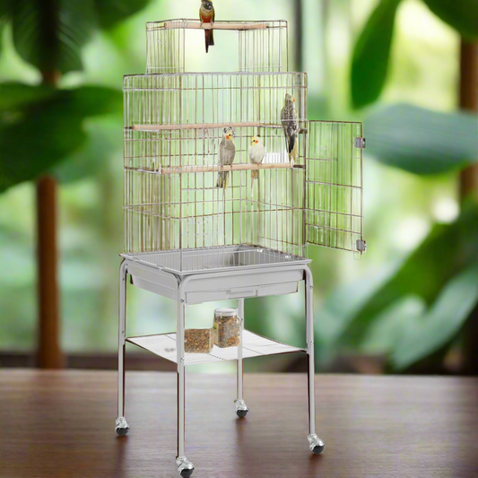 Yaheetech 53.5 Metal Bird Cage Open Top Parrot Cage w/Stand for Parakeets Cockatiel Canary Quaker Budgies