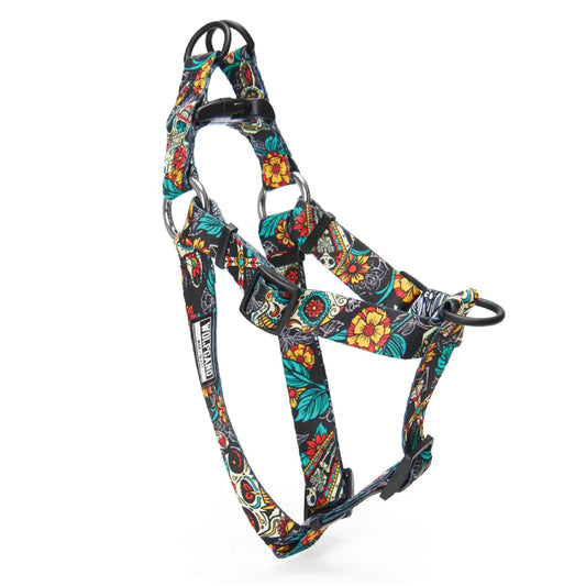 Wolfgang Premium No Pull Dog Harness Dog Harness for Large Dog Durable & Easy to Clean Nylon with Quick Clip Buckles for Training & Daily Use Made in USA LosMuertos Print (1 Inch x 20-30 Inch)