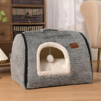 cat Bed cave-cat beds for Indoor CatsSoft and Comfortable Cute cat Bed，cat Housewith Removable Washable Cushioned PillowEnclosed cat BedKitty cat hut、HideawaySmall large Dog Tent (Dark Grey)