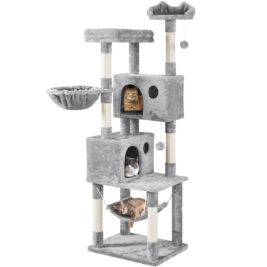 Yaheetech 73in Cat Tree Tower for Indoor Cats Multi-Level Cat Activity Center with Scratching Posts Large Cat Condo with Funny Hammock for Kittens