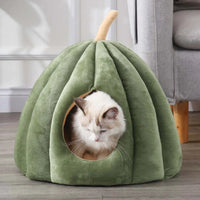 Cat Bed for Indoor Cats Cute Pumpkin Style Cat Cave Bed Cat House Cat Tent with Removable Cushion Pillow Soft Fluffy Faux Fur Cat Cushion Dog Bed for Small Medium Dogs and Cats 20.1x20.1x15.8in