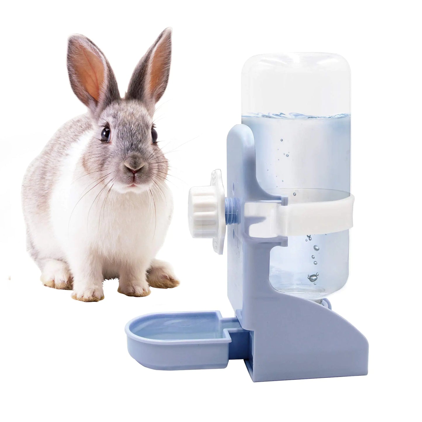 LLSPET Rabbit Water Bottle Suspension Water Dispenser for Mini Pet Bunny Guinea Pig Chinchilla 500ml Automatic Water Bottle by Gravity Flow Supply Prevent Overflow BPA Free (Blue)