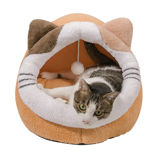 Qucey Cat Beds for Indoor Cats Cat Cave Bed Cat Tent House Cat Hut with Rovemable Washable Cushioned Pillow Kitten Beds Small Dog Bed