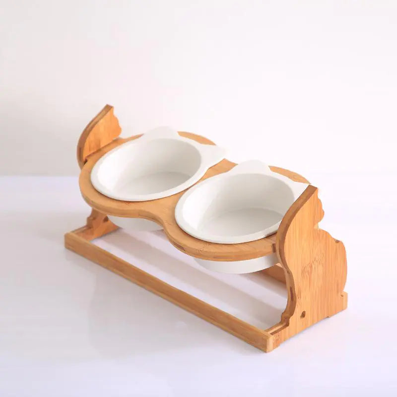 Adjustable Height Pet Bowl Set with Stand for Cats